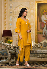 Mustard Cotton Set with Neat Embroidery Detailing- Set of 3