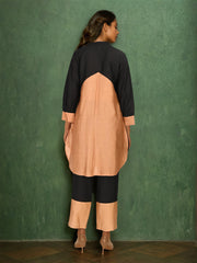 Black Pure Chanderi Cotton Zari Embroidered Indo-Western Set- Set of 2