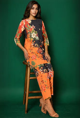 Digital Print Pure Chanderi Cotton Indo-Western Set- Set of 2