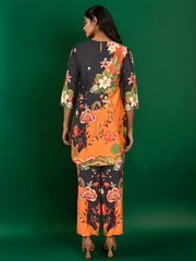 Digital Print Pure Chanderi Cotton Indo-Western Set- Set of 2