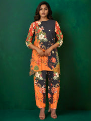 Digital Print Pure Chanderi Cotton Indo-Western Set- Set of 2