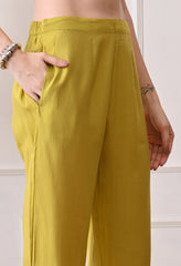 Golden Yellow Mul Chanderi Applique Work Suit -Set of 3