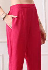 Magenta Shimmer Muslin Suit- Set of 3