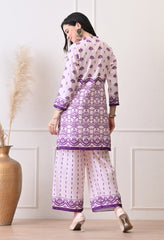 Pink Soft Cotton Linen Digital Print Co-ord Set- Set of 2