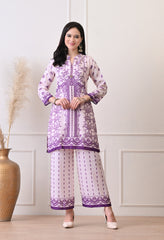 Pink Soft Cotton Linen Digital Print Co-ord Set- Set of 2