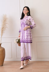 Pink Soft Cotton Linen Digital Print Co-ord Set- Set of 2