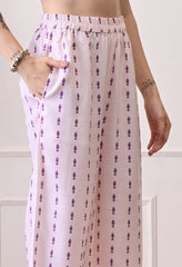 Pink Soft Cotton Linen Digital Print Co-ord Set- Set of 2