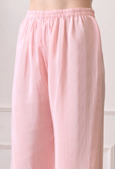 Peach Pure Crepe Hand Embroidered Suit- Set of 3