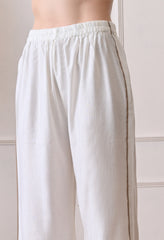 Beige Roman Silk Patch Work Co-ord Set- Set of 2