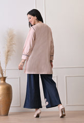 Pink Vertical Silk Patch Work Co-ord Set- Set of 2