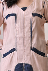 Pink Vertical Silk Patch Work Co-ord Set- Set of 2