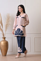 Pink Vertical Silk Patch Work Co-ord Set- Set of 2