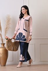 Pink Vertical Silk Patch Work Co-ord Set- Set of 2