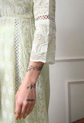 Lime Green Pure Mul Cotton Chikankari Suit- Set of 3