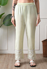 Lime Green Pure Mul Cotton Chikankari Suit- Set of 3