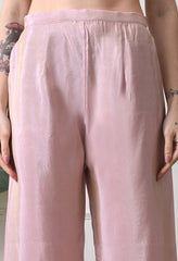 Dusty Rose Premium Tissue Silk Sequin-embroidered Kurta Set- Set of 2