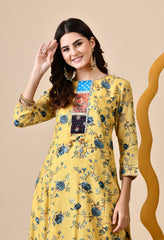 Luxurious Mustard Muslin Set with Patchwork - Set of 2