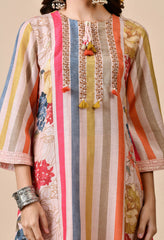 Luxurious Peach Muslin Silk Kashmiri Embroidered Kurta with Pants - Set of 2