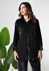 Steel Grey Velvet Coord Set With Beautiful Printex and Beads Work- Set of 2