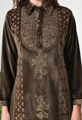 Coffee Super Soft Velvet 2 Piece Set With Pants - Set of 2