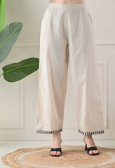 Cream Black Cotton Embroidered Co-ord Set- Set of 2