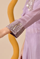 Lavender Chinon Sequin Zari Embroidered Indo-Western Set - Set of 2