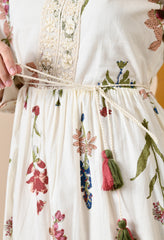 Boho Breeze Embroidered Mul Cotton Short Dress