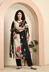 Black Muslin Suit with Handwork Detailing - Set of 3