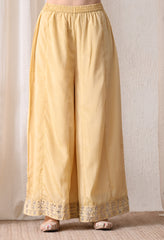 Lemon Chinon Zari Sequin Cut Work Sharara Suit- Set of 3