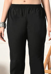 Black A-Line Ajrakh Print Patch work Flex Cotton Suit- Set of 3