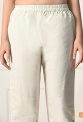 Luxurious Cream Cotton Embroidered Suit- Set of 3