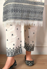 Cream Cotton Suit with Fine Embroidery- Set of 3