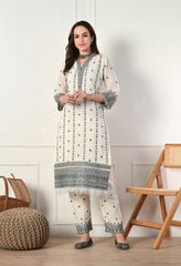 Cream Cotton Suit with Fine Embroidery- Set of 3