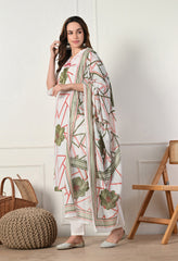 Cream Cotton Suit- Set of 3