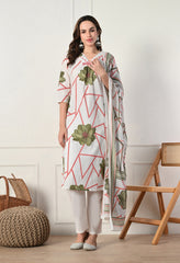 Cream Cotton Suit- Set of 3