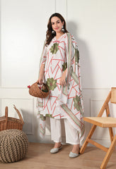 Cream Cotton Suit- Set of 3