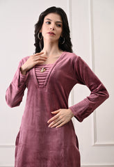 Indo-Western Onion Color Suit with Beads Work - 2 Piece Set