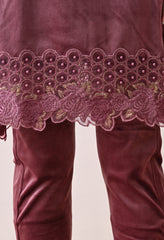 Indo-Western Onion Color Suit with Beads Work - 2 Piece Set