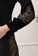 Black Indo-Western Velvet Suit with Tilla and Bead Work - 2 Piece Set