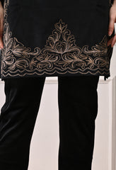 Black Indo-Western Velvet Suit with Tilla and Bead Work - 2 Piece Set