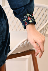 Indo-Western Velvet Coord Set With Mirror Work and Embroidery - Set of 2