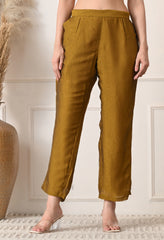 Golden Brown Crush Silk Sequin Work Co-ord Set- Set of 2