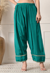 Sea Green Crepe Dabka Zari Embroidered Suit- Set of 3