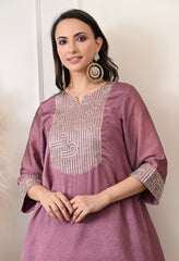 Blush Pink Crush Silk Sequin Work Co-ord Set- Set of 2