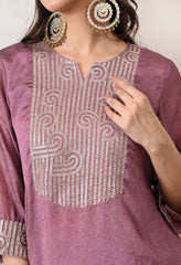 Blush Pink Crush Silk Sequin Work Co-ord Set- Set of 2