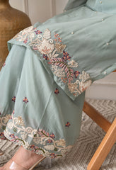 Powder Blue Chinon Embroidered Sharara Suit- Set of 3