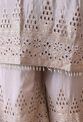 Grey Chinon Zari Sequin Cut Work Sharara Suit- Set of 3