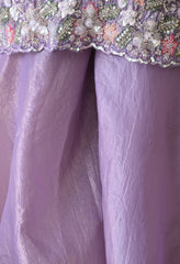 Lavender Crush Organza Beads Sequin Embroidered Sharara Suit - Set of 3