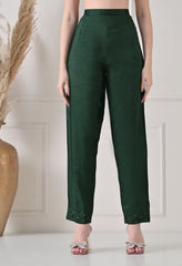 Bottle Green Silk Dabka Work Suit- Set of 3