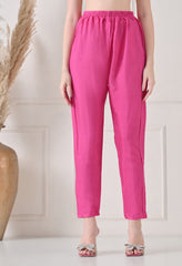 Pink Muslin Embroidered Suit - Set of 3